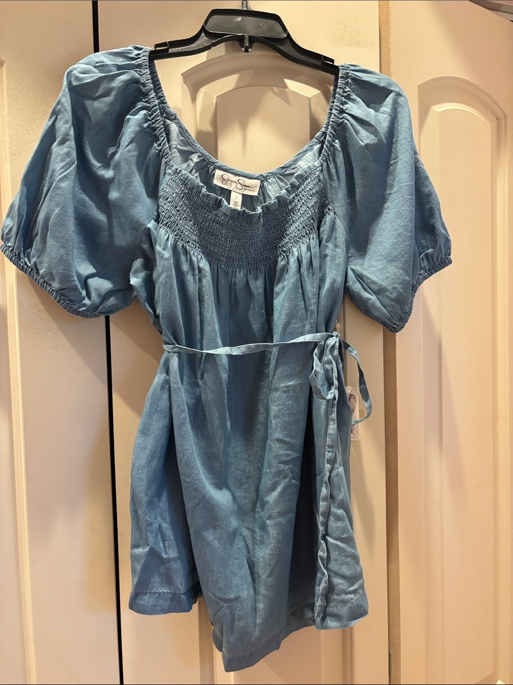 Maternity Jessica Simpson Blue Smocked Peasant Blouse NWT